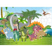 PUZZLE de colorat,  100 piese 49X36CM DINOZAURI