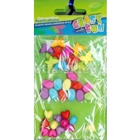 Set creativ - Margele colorate din plastic mix de inimioare, pietricele si fluturasi