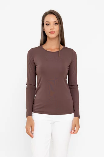 Bluză basic maro B4533