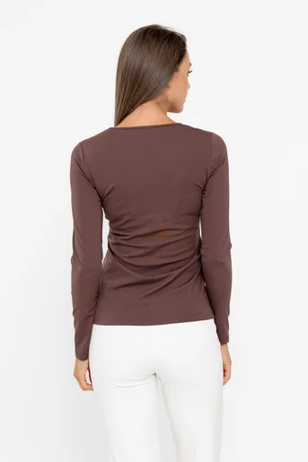 Bluză basic maro B4533