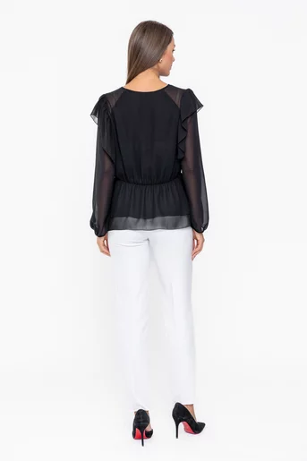 Bluză Caramel cu volane neagră B4536