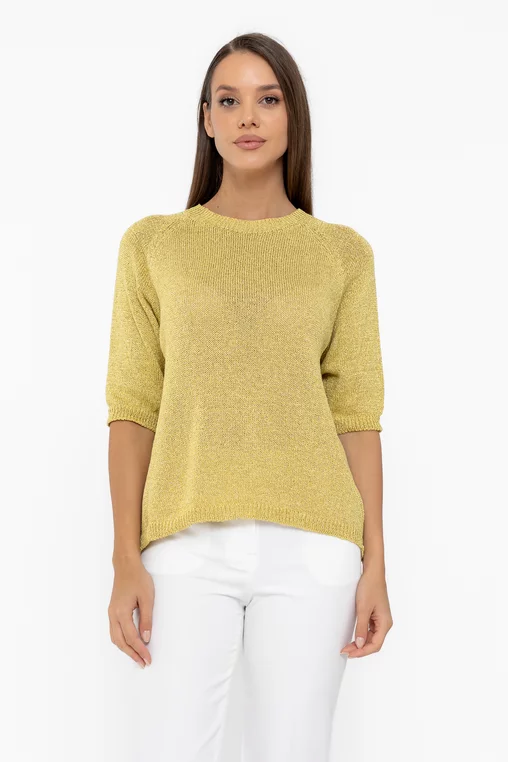 Bluză casula tricotată  cu fir lurex lime BDP1015 thumbnail picture - 