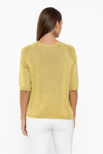 Bluză casula tricotată  cu fir lurex lime BDP1015