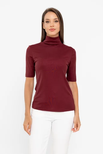 Bluză cu gât și mâneci scurte burgundy BKC0806