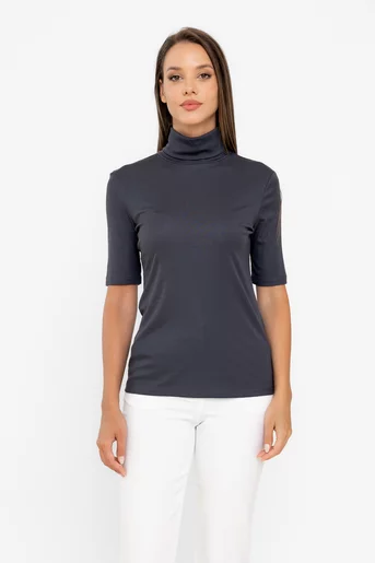 Bluză cu gât și mâneci scurte gri BKC0806