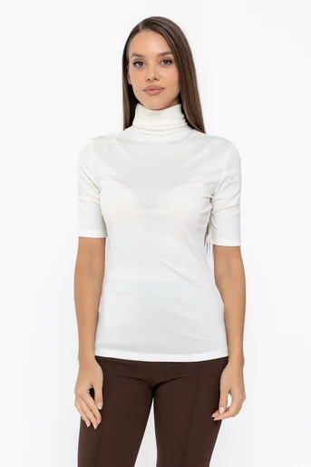 Bluză cu gât și mâneci scurte ivory BKC0806