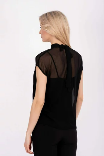 Bluza eleganta cu funda la spate neagra B4209