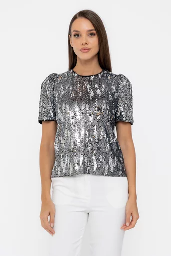 Bluză elegantă cu paiete argintie BKC1002