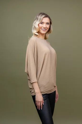 Bluza lejera cu fir lucios bej M9944