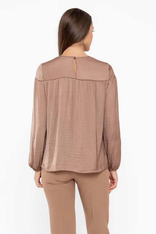 Bluză lejeră cu piping mocha B4538 thumbnail picture - 