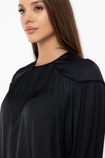 Bluză lejeră cu piping neagră B4538