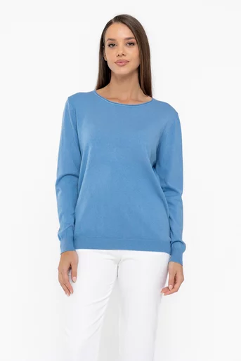 Bluză tricot decolteu rotund albastră BDP0801