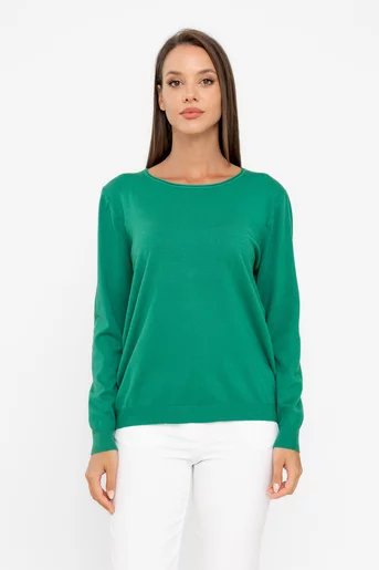 Bluză tricot decolteu rotund verde BDP0801