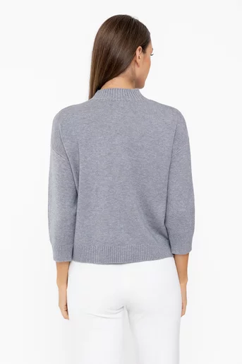 Bluză tricotată cu mâneci trei sfert gri BDP1009