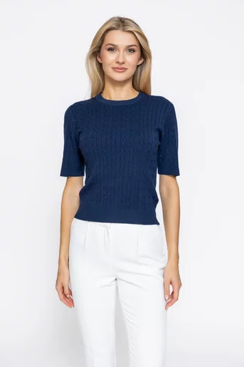 Bluză tricotată cu model opturi bleumarin BSUN1009