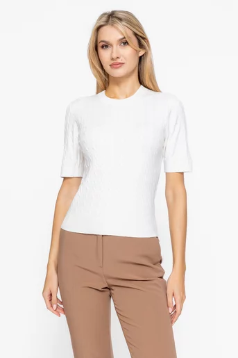 Bluză tricotată cu model opturi ivory BSUN1009