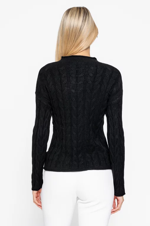 Bluză tricotată cu model opturi neagră BSUN1002 thumbnail picture - 