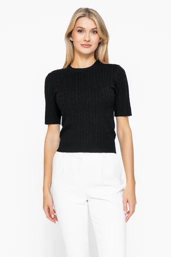 Bluză tricotată cu model opturi neagră BSUN1009