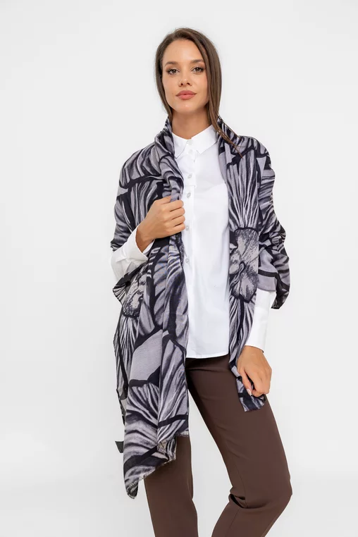 Eșarfă flori supradimensionale gri EGK0817 thumbnail picture - 