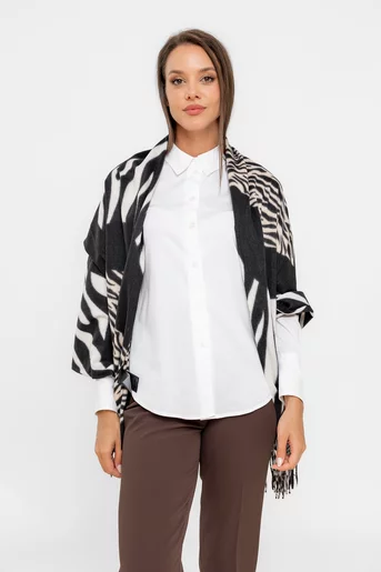 Eșarfă imprimeu geometric neagră EGK0816