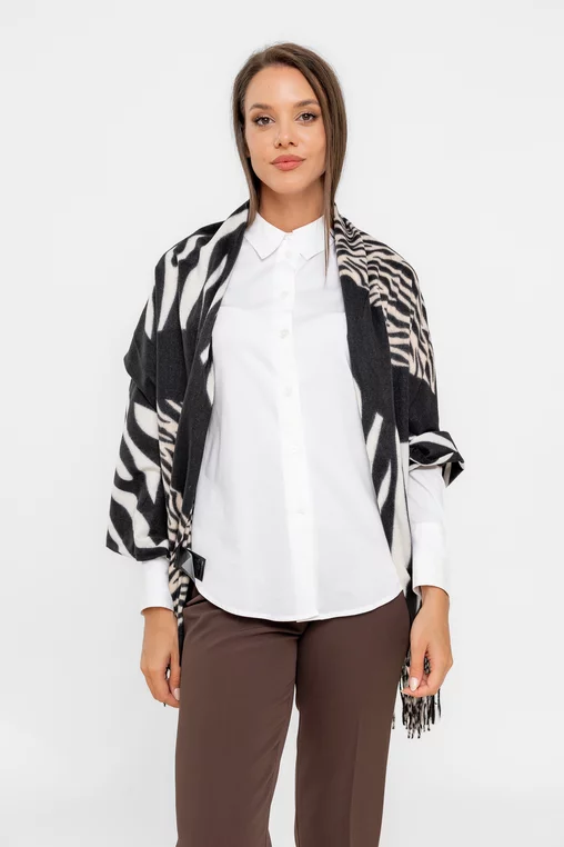 Eșarfă imprimeu geometric neagră EGK0816 thumbnail picture - 