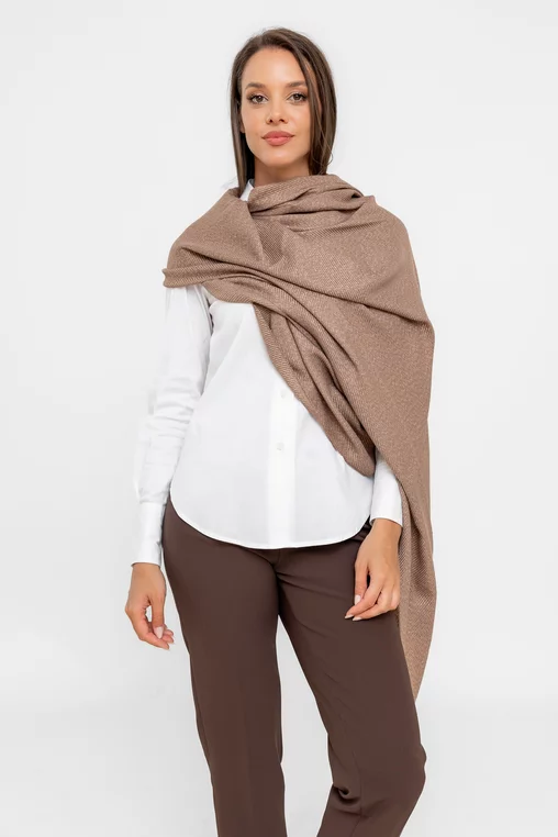 Eșarfă maxi cu fir lurex taupe EGK0808 thumbnail picture - 