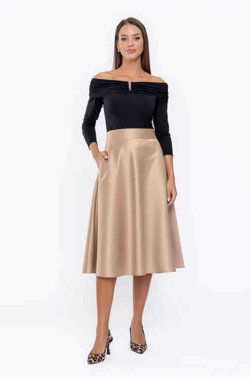 Fustă Caramel elegantă aurie F3512 thumbnail picture - 