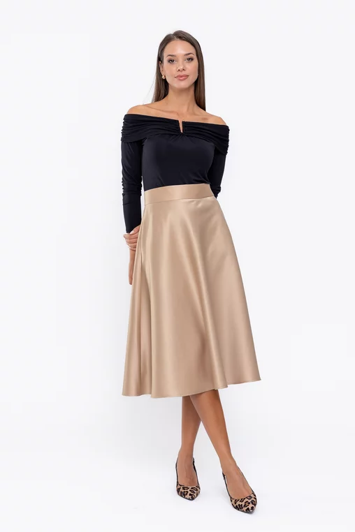 Fustă Caramel elegantă aurie F3512 thumbnail picture - 