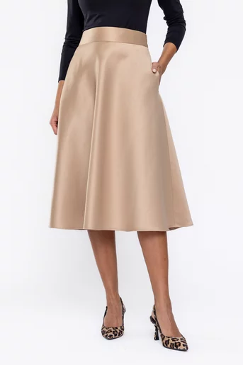 Fustă Caramel elegantă aurie F3512