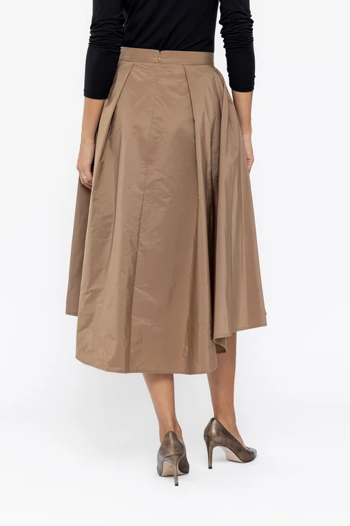 Fustă Caramel elegantă din tafta cu croială asimetrică mocha F3514 thumbnail picture - 