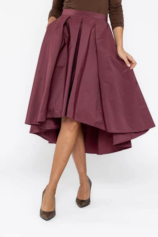 Fustă Caramel elegantă din tafta cu croială asimetrică mov F3514 thumbnail picture - 