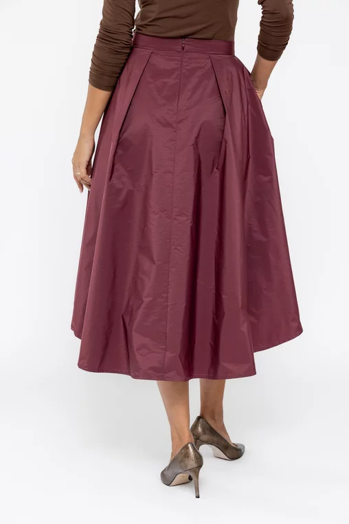 Fustă Caramel elegantă din tafta cu croială asimetrică mov F3514 thumbnail picture - 