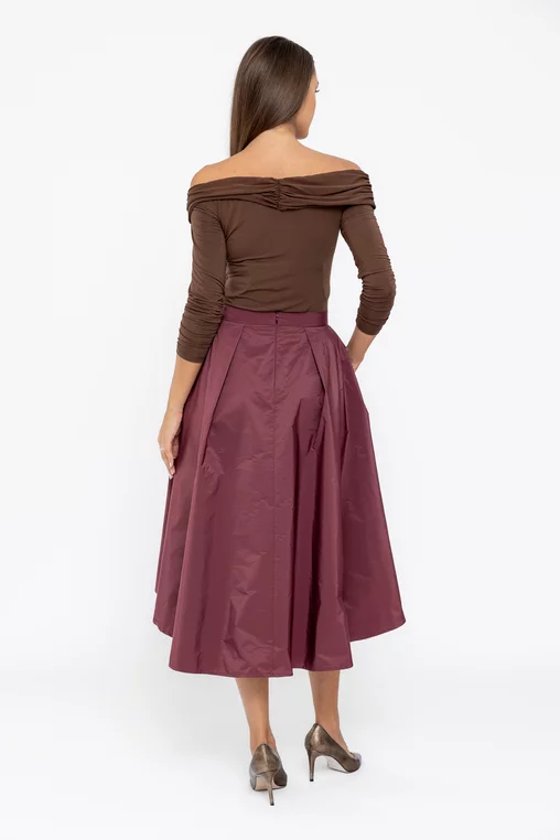 Fustă Caramel elegantă din tafta cu croială asimetrică mov F3514 thumbnail picture - 