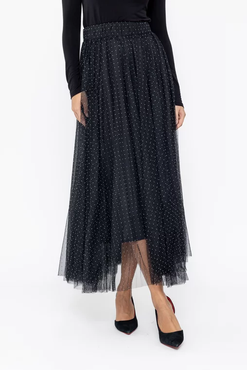 Fustă maxi din tulle cu strasuri argintii FLA1004 thumbnail picture - 