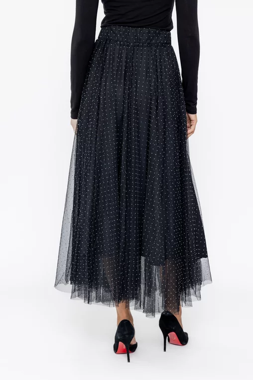 Fustă maxi din tulle cu strasuri argintii FLA1004 thumbnail picture - 