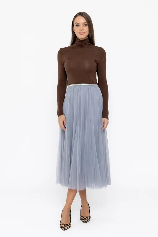 Fustă midi din tulle gri FDP0803 thumbnail picture - 