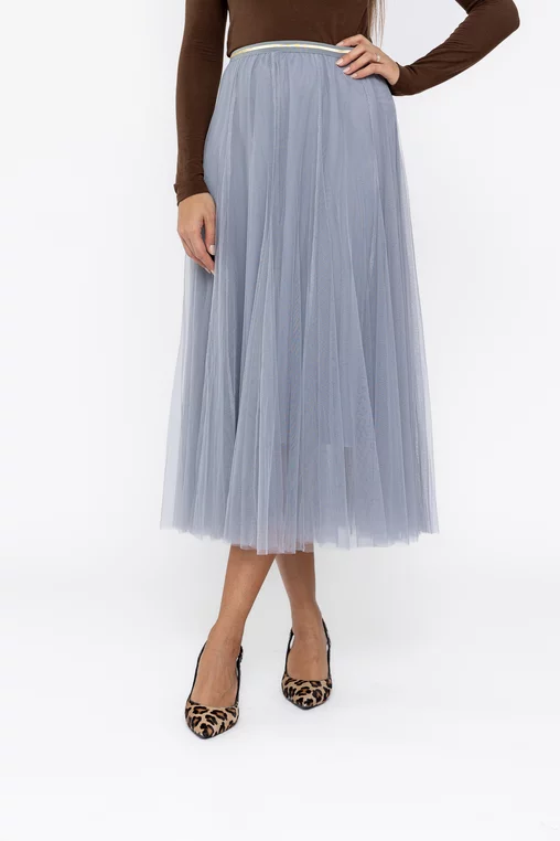 Fustă midi din tulle gri FDP0803 thumbnail picture - 