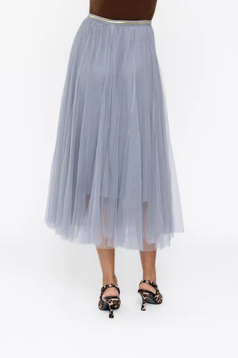 Fustă midi din tulle gri FDP0803