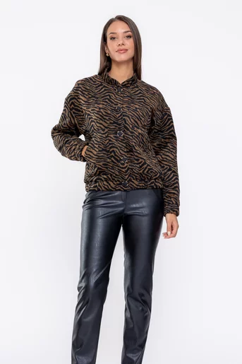 Jachetă Caramel intermediară imprimeu zebră S6501