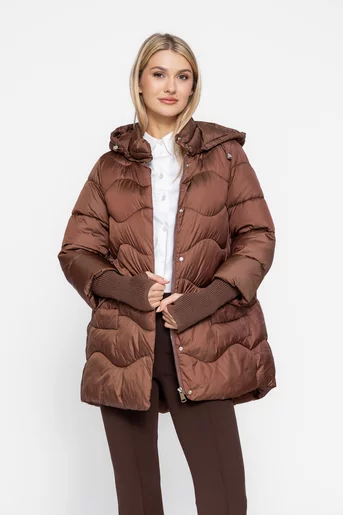 Jacheta casual asimetrică maro JKI1005