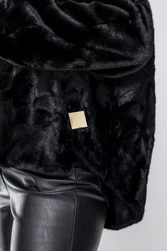 Jachetă cu glugă si accesoriu neagră JFY0806