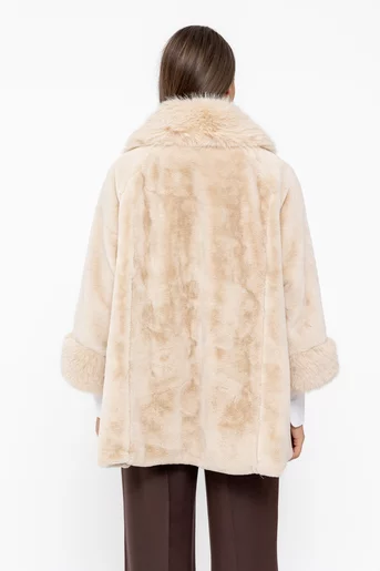 Jachetă evazată din blană bej JFI1001