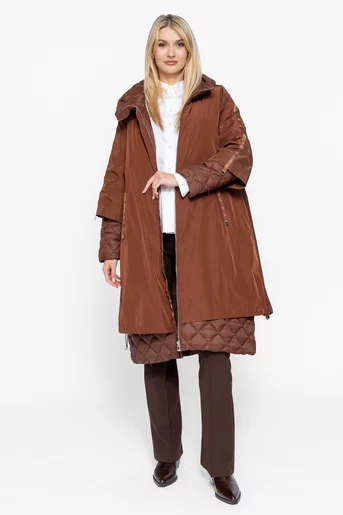 Jachetă lejeră cu model romburi maro JKI1003