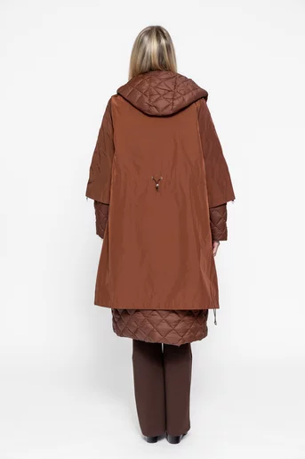 Jachetă lejeră cu model romburi maro JKI1003