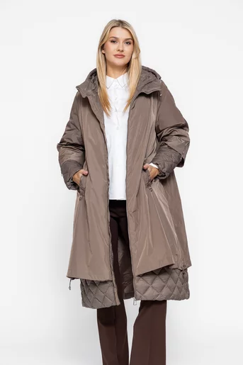 Jachetă lejeră cu model romburi taupe JKI1003