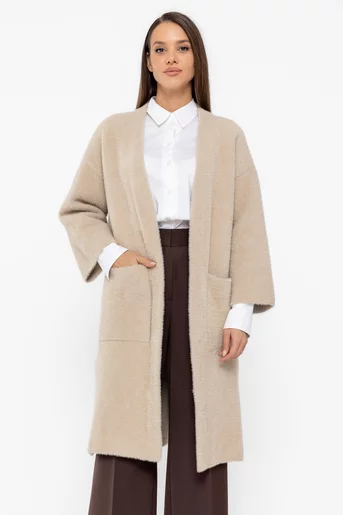 Jachetă lungă cu buzunare bej JDP1010