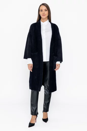 Jachetă lungă cu buzunare neagră JDP1010