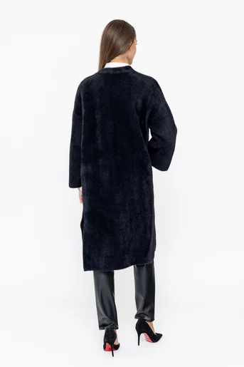 Jachetă lungă cu buzunare neagră JDP1010