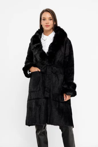 Jachetă lungă decorată cu blană JFY0805
