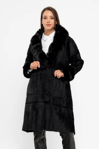 Jachetă lungă decorată cu blană JFY0805